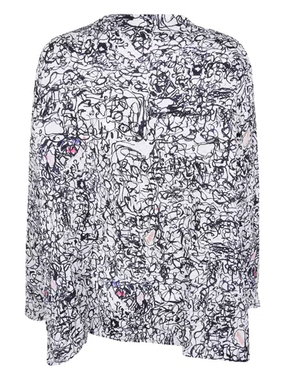 Daniela Gregis Scribble-print Silk Blouse In Gray