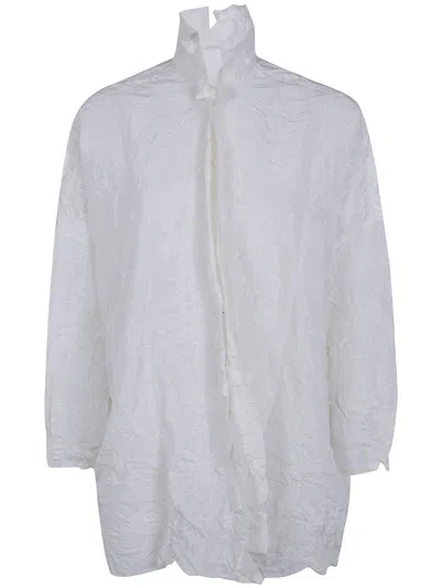Daniela Gregis Crinkled-finish High-neck Shirt In White