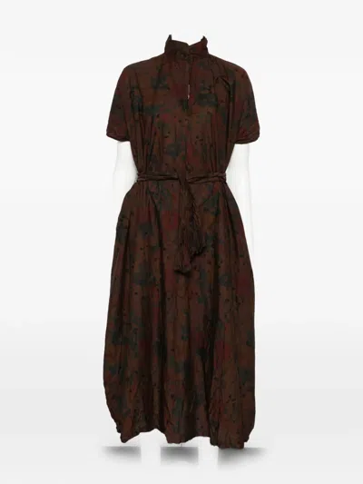 Daniela Gregis Short-sleeve Midi Dress In Brown