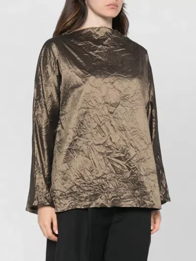 Daniela Gregis Silk Blouse High Neck Long Sleeves In Brown
