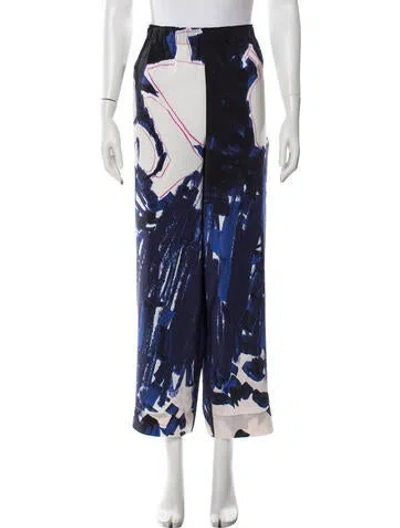 Pre-owned Daniela Gregis Silk Wide Leg Pants In Blue