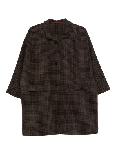 Daniela Gregis Single-breasted Check Coat In Brown