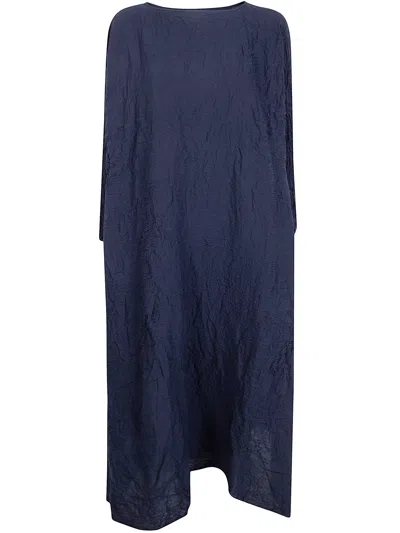 Daniela Gregis Crinkled Linen Dress In Blue