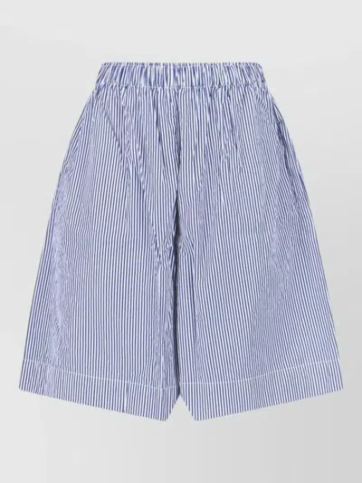 Daniela Gregis Straight Shorts Side Pockets Striped Pattern In Blue
