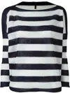 Daniela Gregis Striped Cotton Boat Neck Sweater In Blue