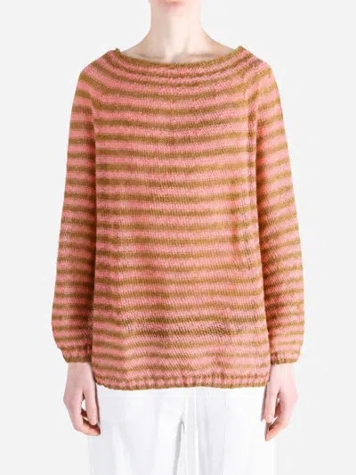 Daniela Gregis Striped Linen Sweater In Pink