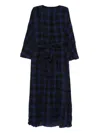 Daniela Gregis Midi Dress With Checked Pattern And Belted Waist In Brown