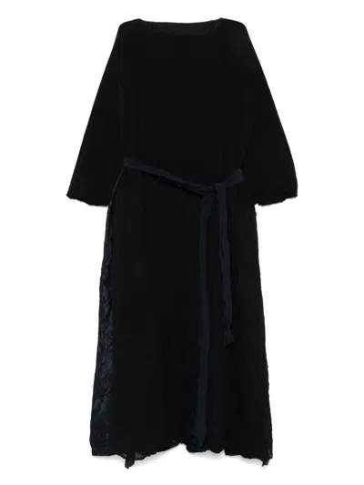 Daniela Gregis Textured Belted Dress In Black