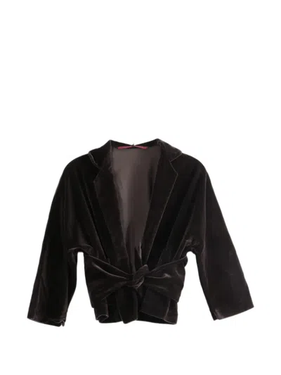 Daniela Gregis Tie-fastening Velvet Jacket In Brown