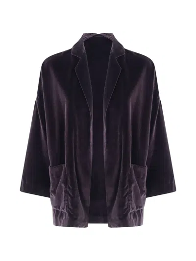 DANIELA GREGIS VELVET-EFFECT NOTCH-LAPEL OVERSIZED JACKET