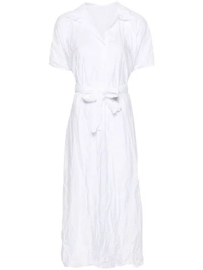 DANIELA GREGIS WHITE COTTON SHORT DRESS WITH SPREAD COLLAR AND BATWING SLEEVES