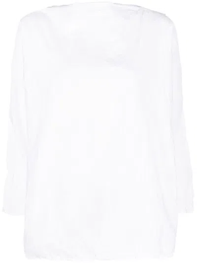 Daniela Gregis White Long-sleeve Cotton Top In 白色