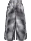 DANIELA GREGIS WOMEN'S CHECKERED COTTON TROUSERS | BLUE GINGHAM PATTERN, HIGH-WAISTED, WIDE LEG