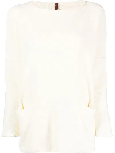 Daniela Gregis Women's Cotton Boat Neck Sweater In White