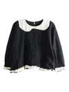 Daniela Gregis Wool Ruffled Blouse In Black
