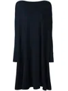Daniela Gregis Midi Dress With Belted Waist And Long Sleeves In Blue