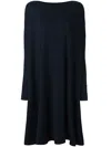 Daniela Gregis Midi Dress With Belted Waist And Long Sleeves In Blue