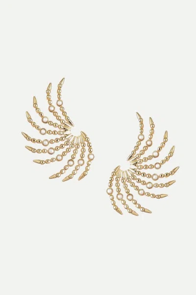 Daniela Millan Jewelry Erizo Pearl Earrings In Gold