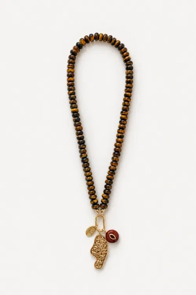 Daniela Millan Jewelry Golden Beaded Necklace In Browm