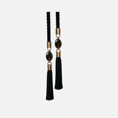 Daniela Millan Jewelry Silk Tassel Belt With Quartz In Black