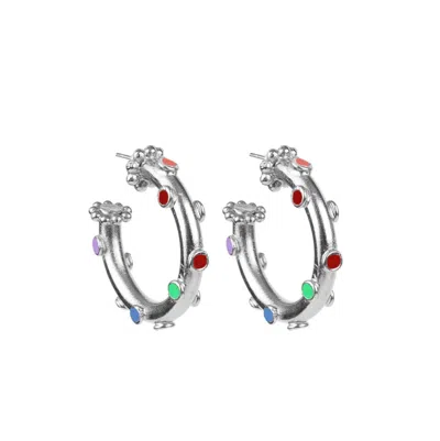 Daniela Salcedo Women's Trufa Rainbow Hoop Earrings In Baby Silver In Multi