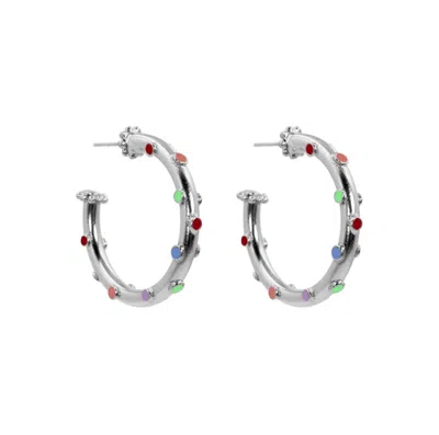 Daniela Salcedo Women's Trufa Rainbow Hoop Earrings In Mini Silver In Multi
