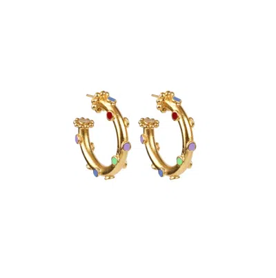 Daniela Salcedo Women's Trufa Rainbow Hoop Earrings In Tiny Gold In Multi