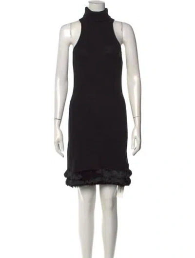 Pre-owned Daniele Alessandrini Angora Mini Dress In Black