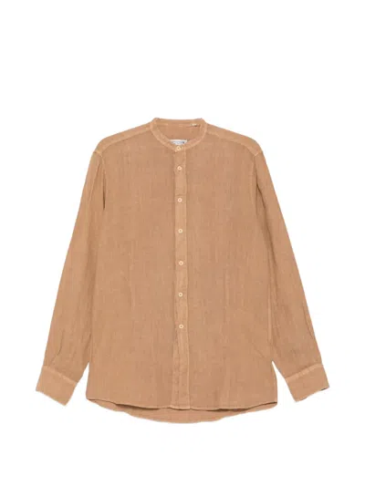 Daniele Alessandrini Band-collar Long-sleeve Shirt In Animal Print