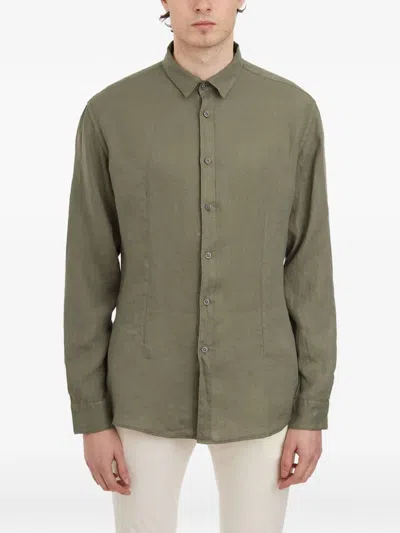 Daniele Alessandrini Basic Linen Shirt In Green