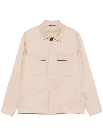 Daniele Alessandrini Beige Jacket With Classic Collar In Neutrals