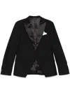 Daniele Alessandrini Black Blazer With Glossy Lapels In Black
