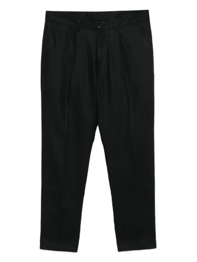 DANIELE ALESSANDRINI BLACK LINEN PANTS