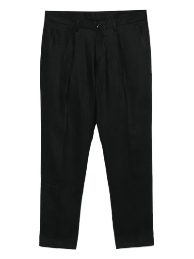 Daniele Alessandrini Black Linen Trousers With Tailored Silhouette