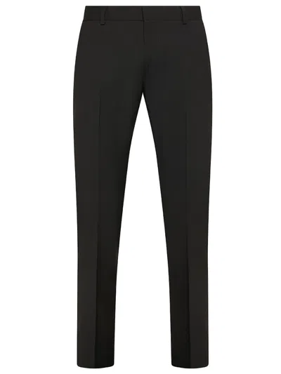 DANIELE ALESSANDRINI BLACK STRAIGHT TAILORED TROUSERS
