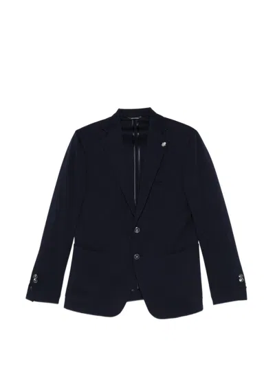 Daniele Alessandrini Blazer Blu Monopetto Con Spilla  In Black
