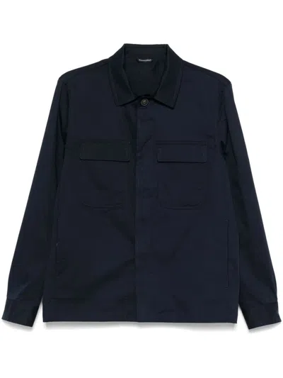 DANIELE ALESSANDRINI BLUE JACKET-SHIRT IN COTTON WITH POCKETS