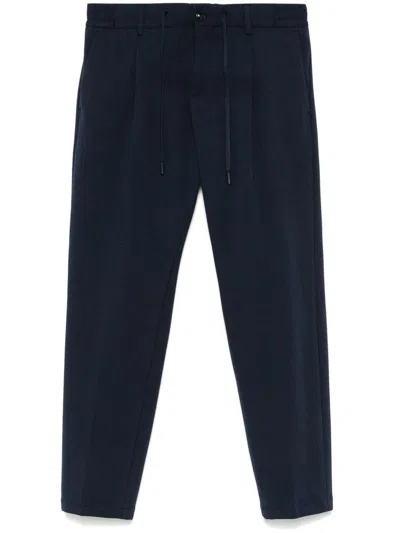 Daniele Alessandrini Blue Trousers In Cotton With Elastic Waistband