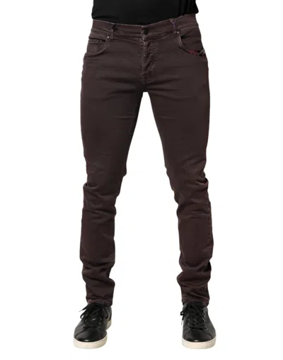 Daniele Alessandrini Brown Cotton Mid Waist Skinny Men Denim Jeans