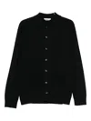 Daniele Alessandrini Button-up Black Sweater With Classic Collar In Black