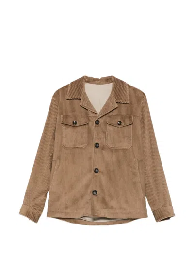 Daniele Alessandrini Corduroy-effect Button-up Shirt Jacket In Brown