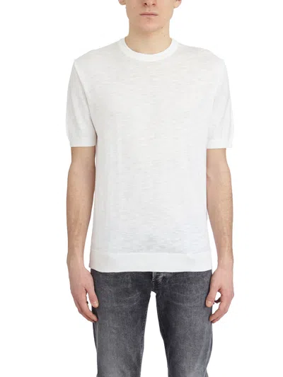 Daniele Alessandrini Crew Neck Sweater In Cotton And Linen