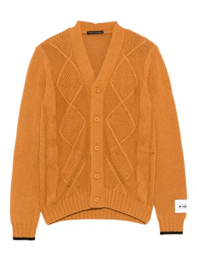 Daniele Alessandrini Kids' Diamond-pattern Cardigan In Brown