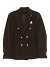 Daniele Alessandrini Structured Double-breasted Brown Corduroy Jacket In Multi