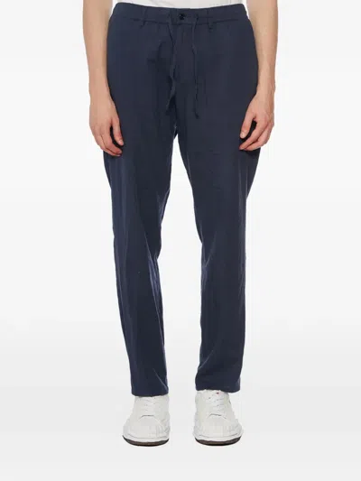 Daniele Alessandrini Linen Trousers With Coulisse In Blue