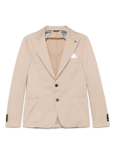 DANIELE ALESSANDRINI ELEGANT BEIGE COTTON BLAZER