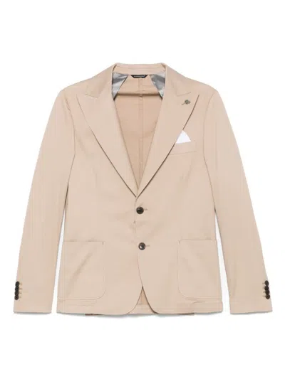 DANIELE ALESSANDRINI DANIELE ALESSANDRINI ELEGANT BEIGE COTTON BLAZER