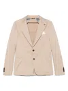 Daniele Alessandrini Tailored Beige Jacket With Classic Notch Lapel In Beige