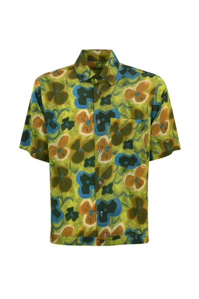 Daniele Alessandrini Floral Patterned Shirt In Verde