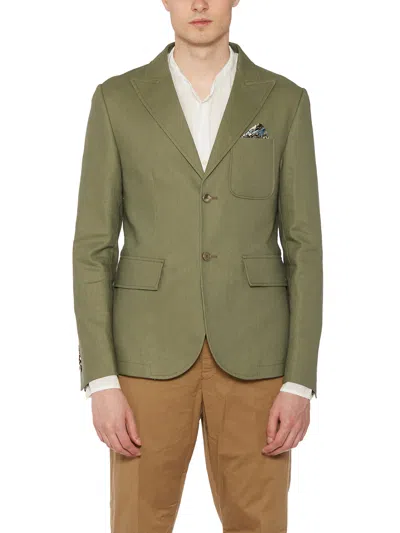 Daniele Alessandrini Giacca Monopetto In Lino E Cotone In Green